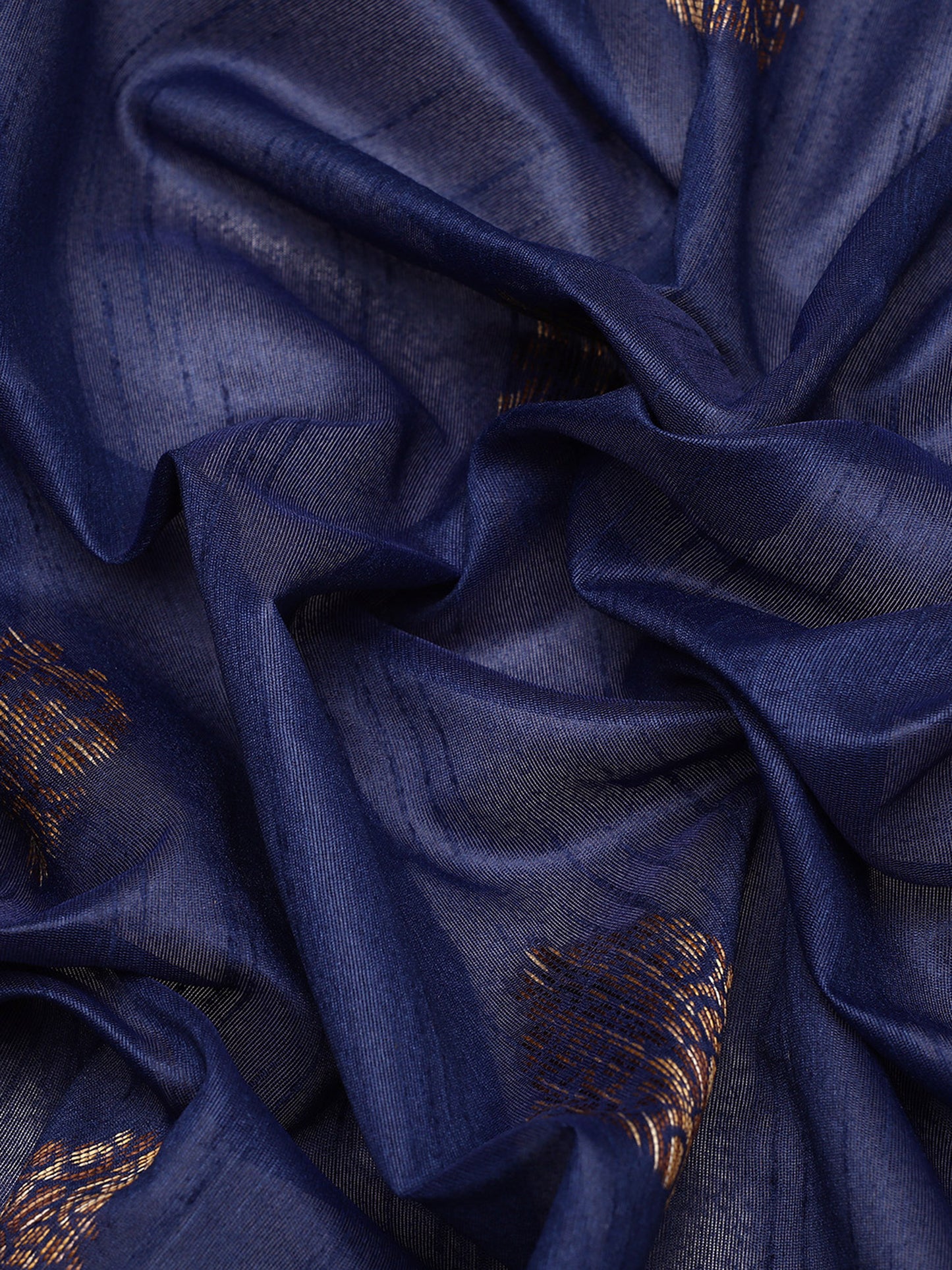 Blue Handloom Ghicha Raw Silk Butti woven saree