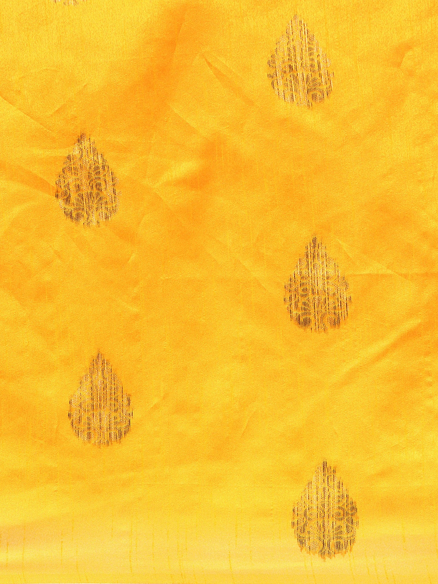 Yellow Handloom Ghicha Raw Silk Butti woven saree