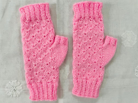 Woollen Pink Fingerless Mittens