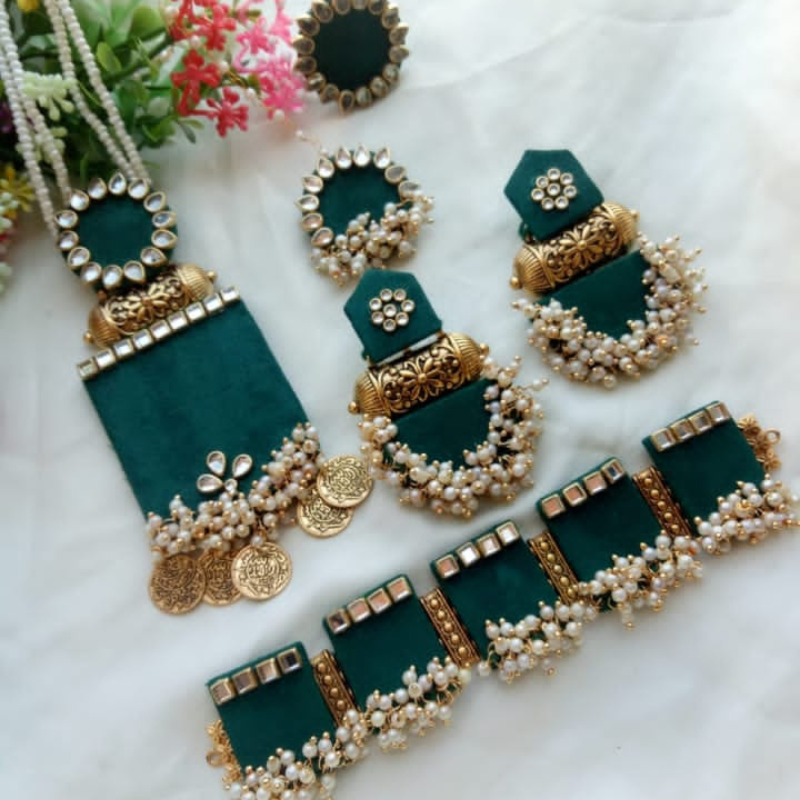 Dark Green Pearl Jewellery Set