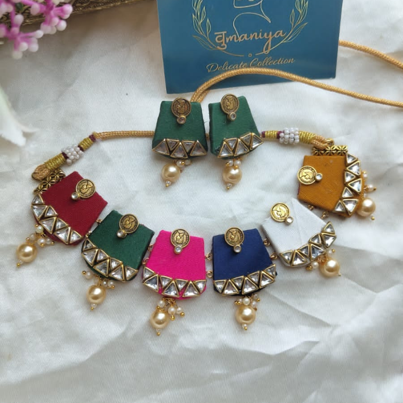 Multi Coloured Choker Set with Earrings