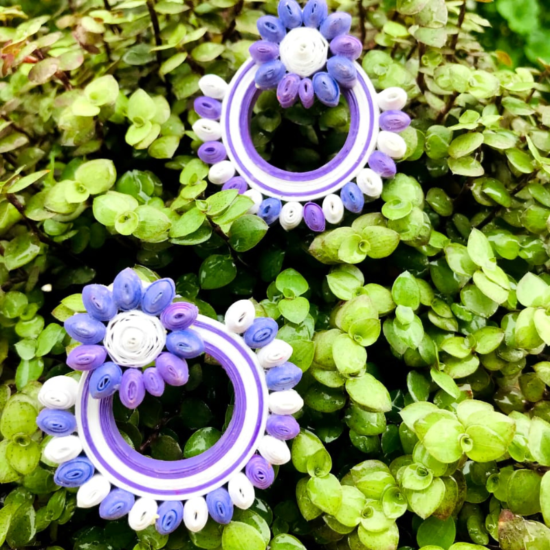 Purple and White Earrings