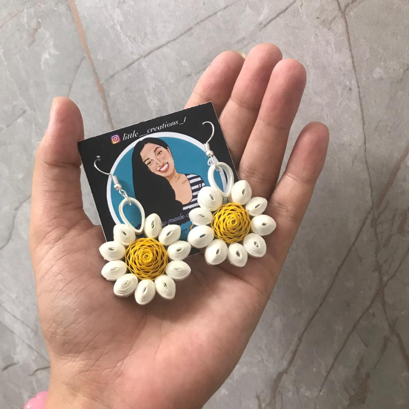 White Flower Earrings