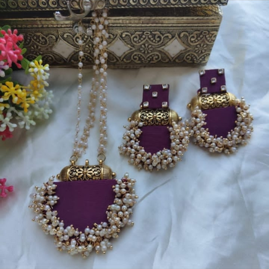 Wine Coloured Set with Earrings