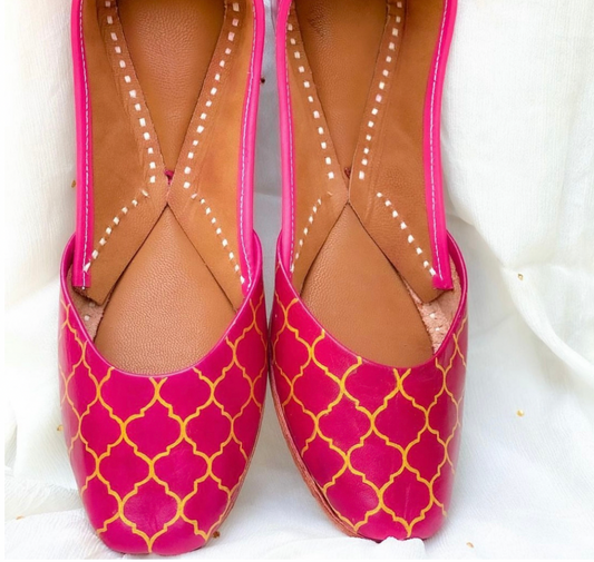 Handpainted Fuscia Dazzle Juttis