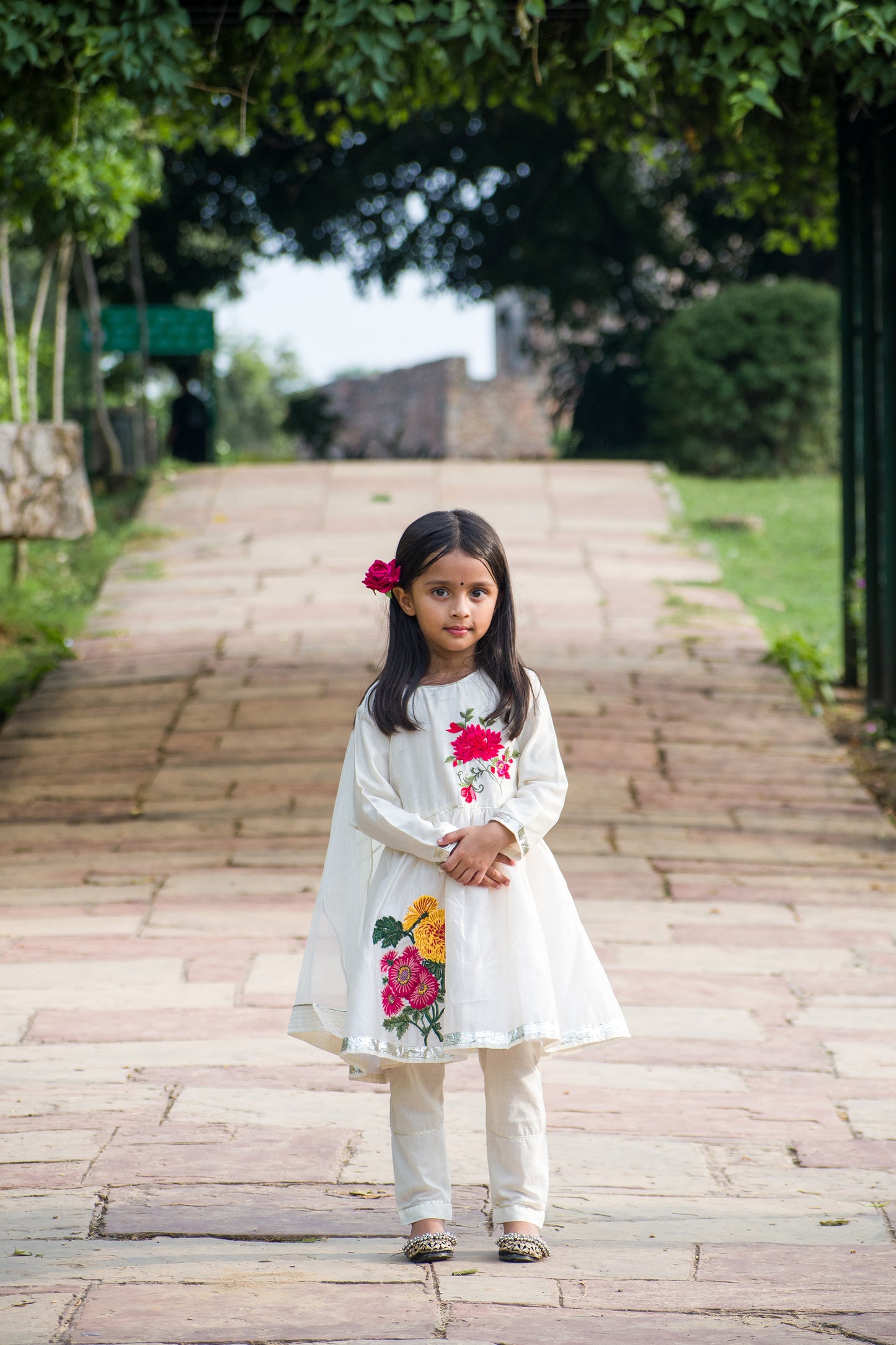 Ivory Floral Kids Anarkali