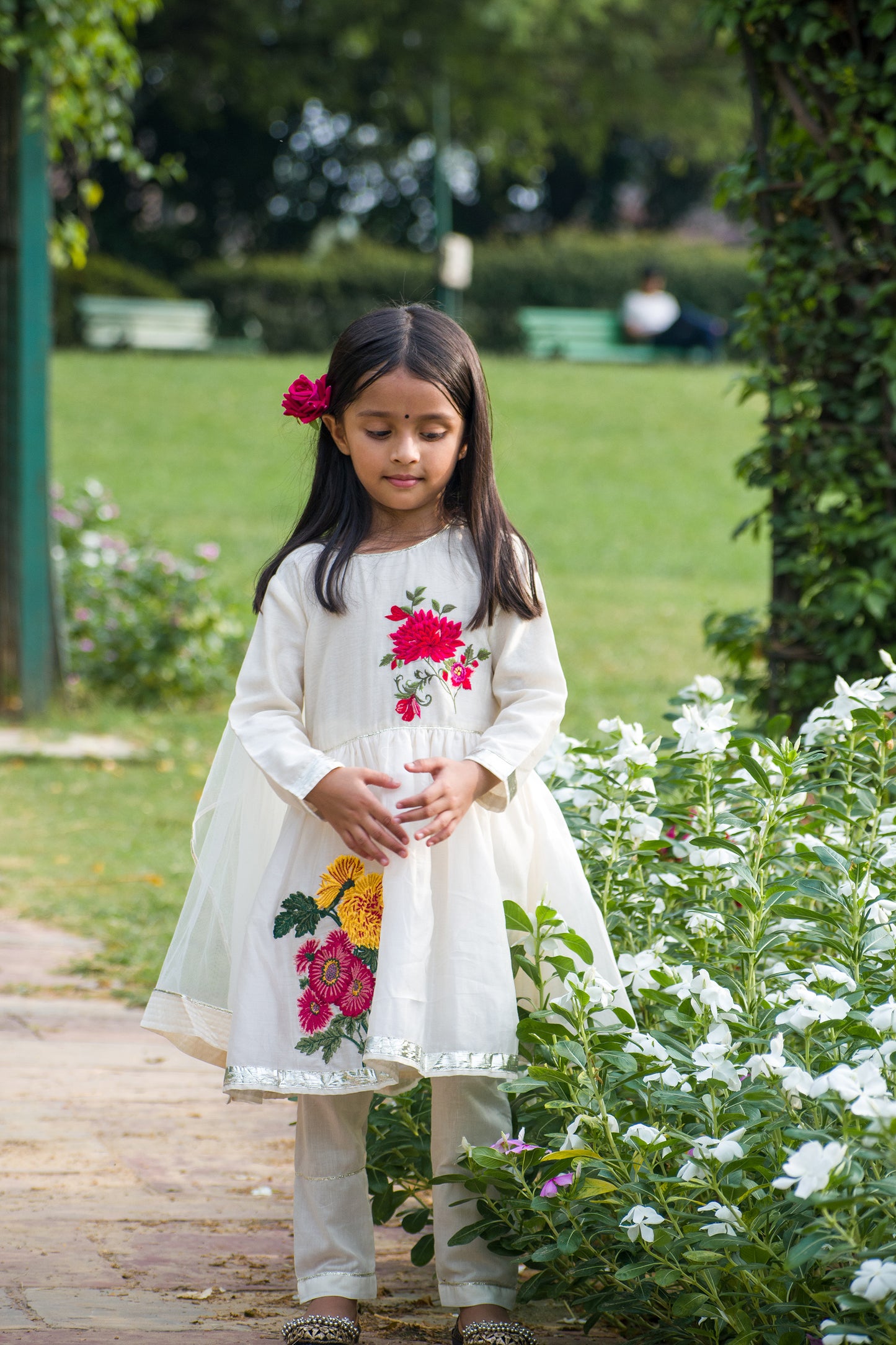 Ivory Floral Kids Anarkali