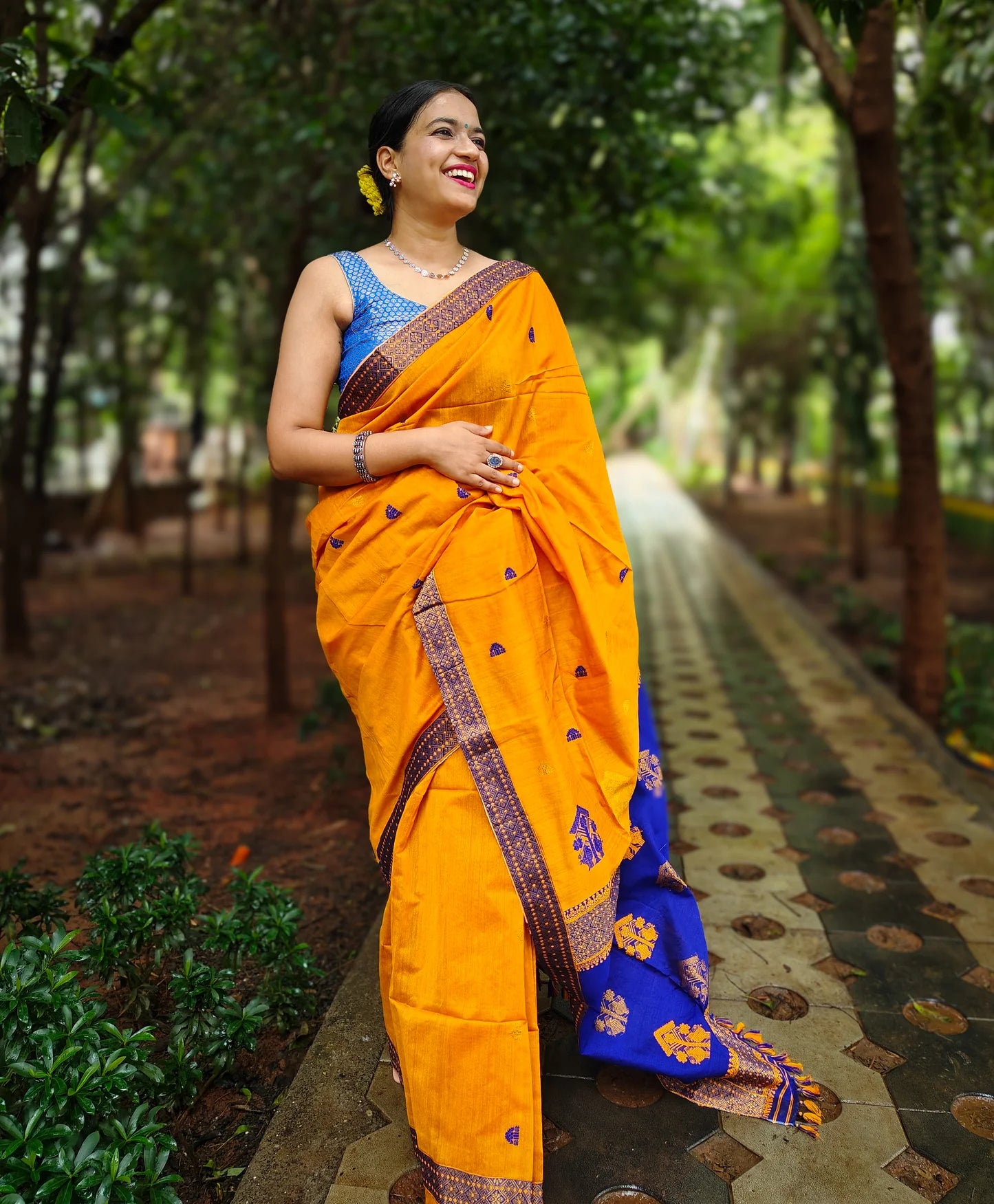 Kasturi Yellow Cotton Handloom saree