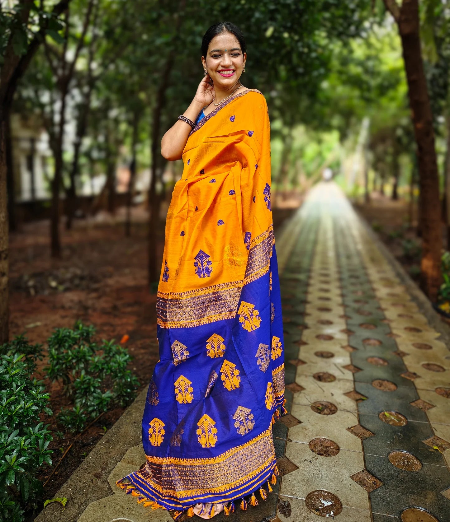 Kasturi Yellow Cotton Handloom saree