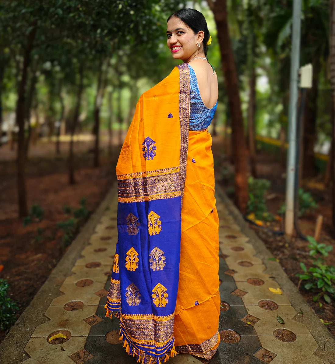 Kasturi Yellow Cotton Handloom saree