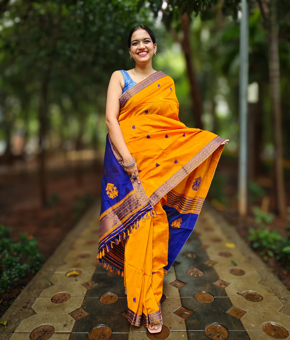 Kasturi Yellow Cotton Handloom saree