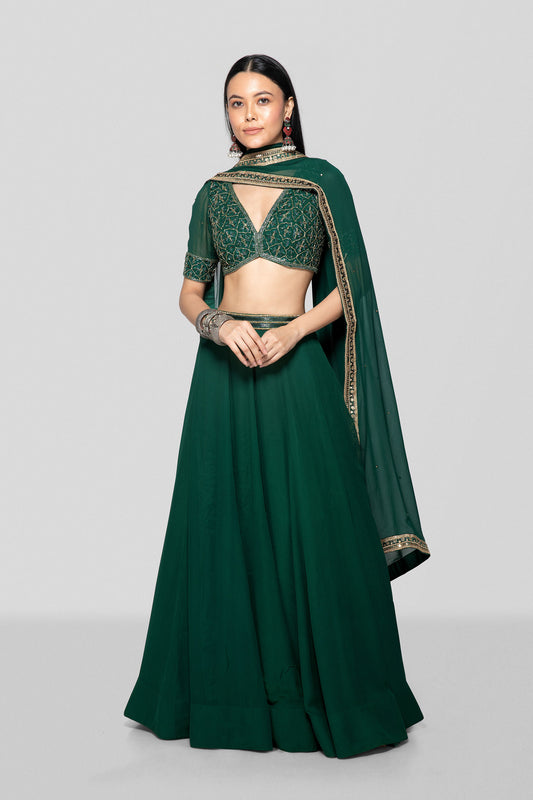 Emerald Green Lehenga Set - Nazm