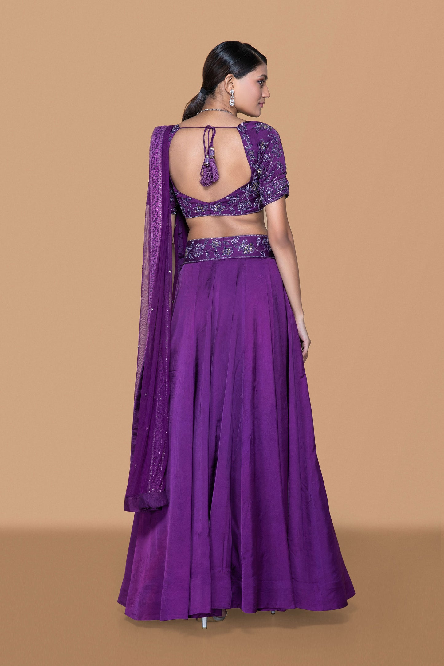 Purple Hand Embroidered Lehenga Set - Nazm