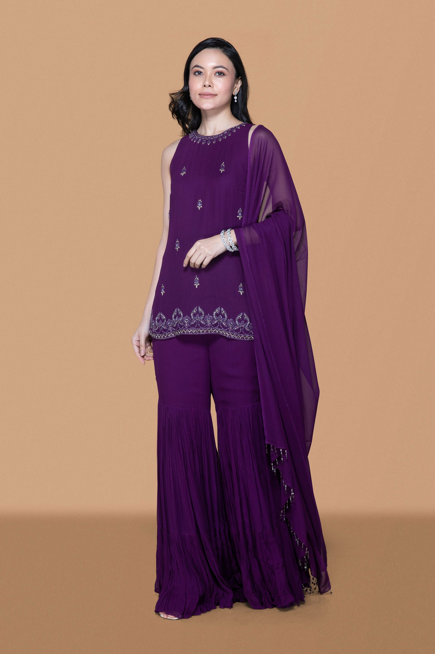 Purple Gharara Set - Nazm