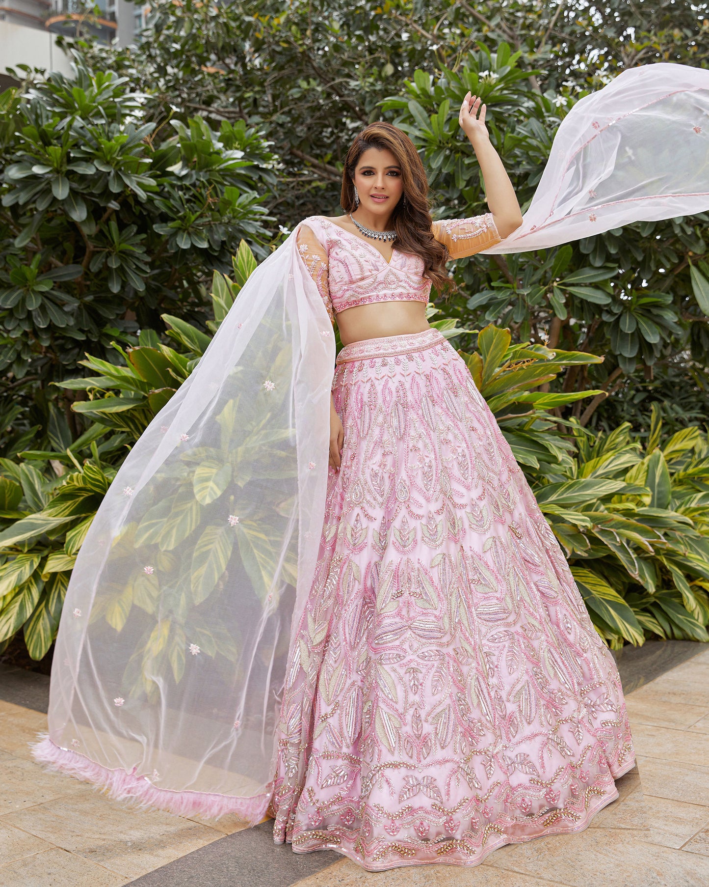 Lotus in Love Designer Bridesmaid Lehenga Set- Lilac