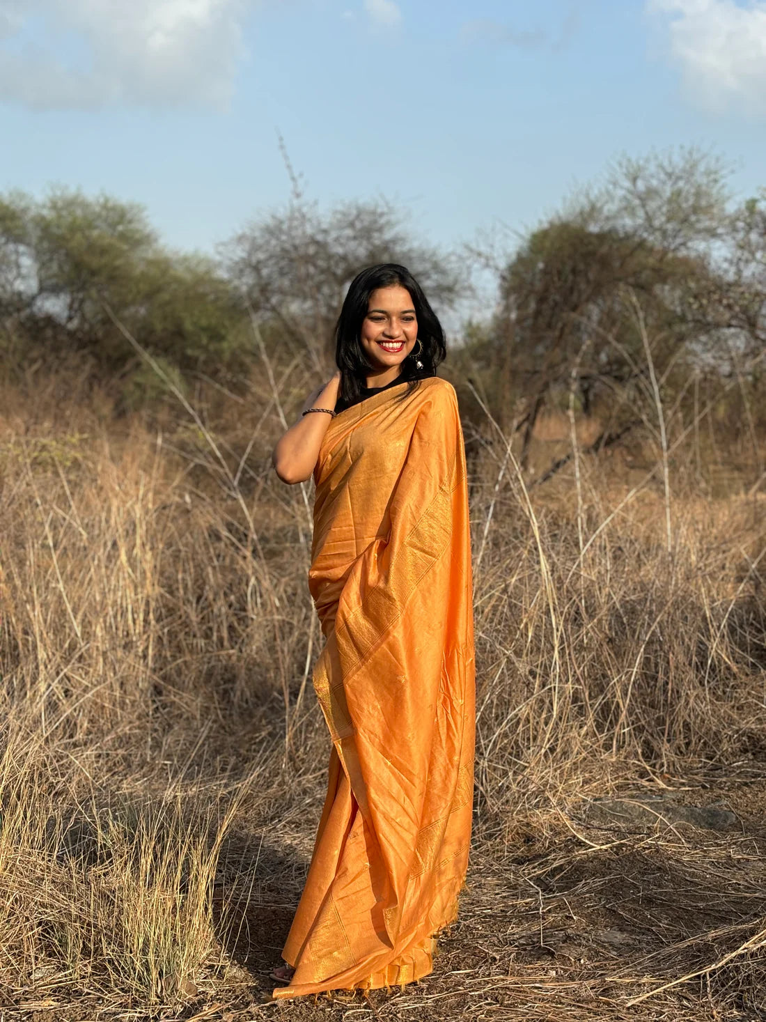 Prabhat Yellow Silk Handloom saree