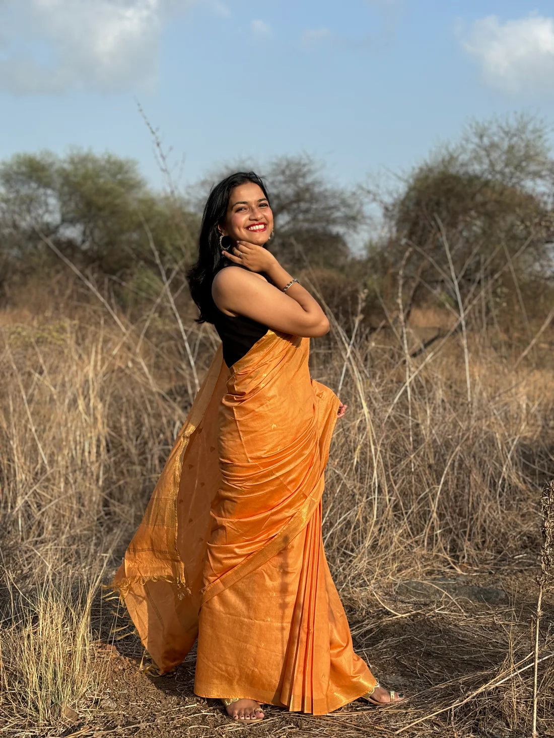 Prabhat Yellow Silk Handloom saree