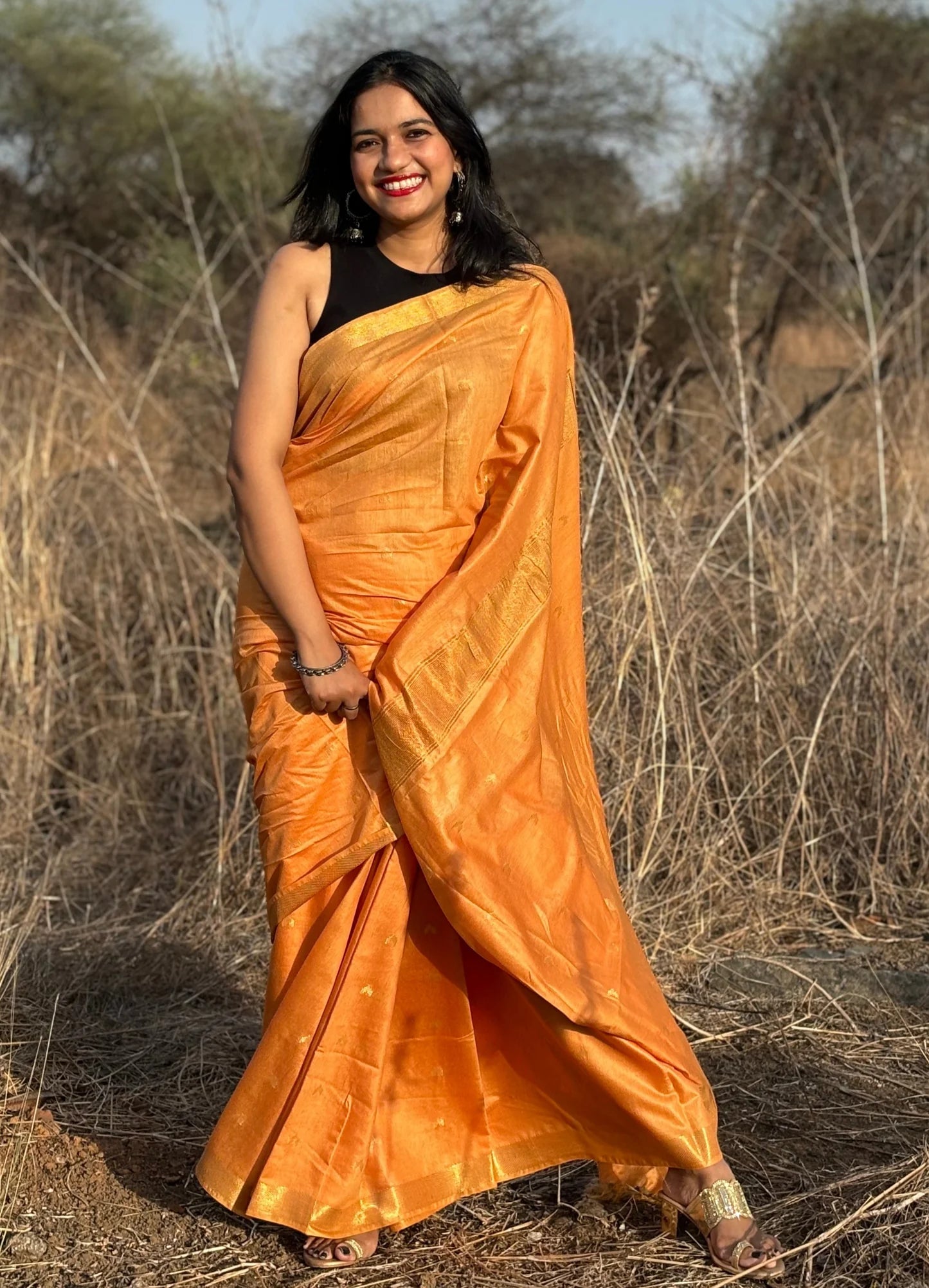 Prabhat Yellow Silk Handloom saree