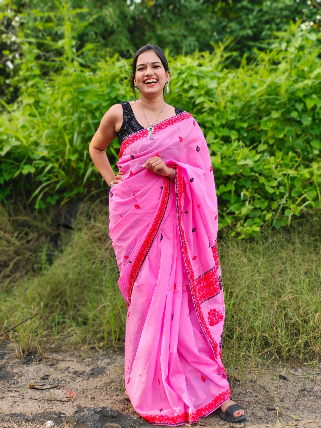 Malati Pink Cotton Handloom saree