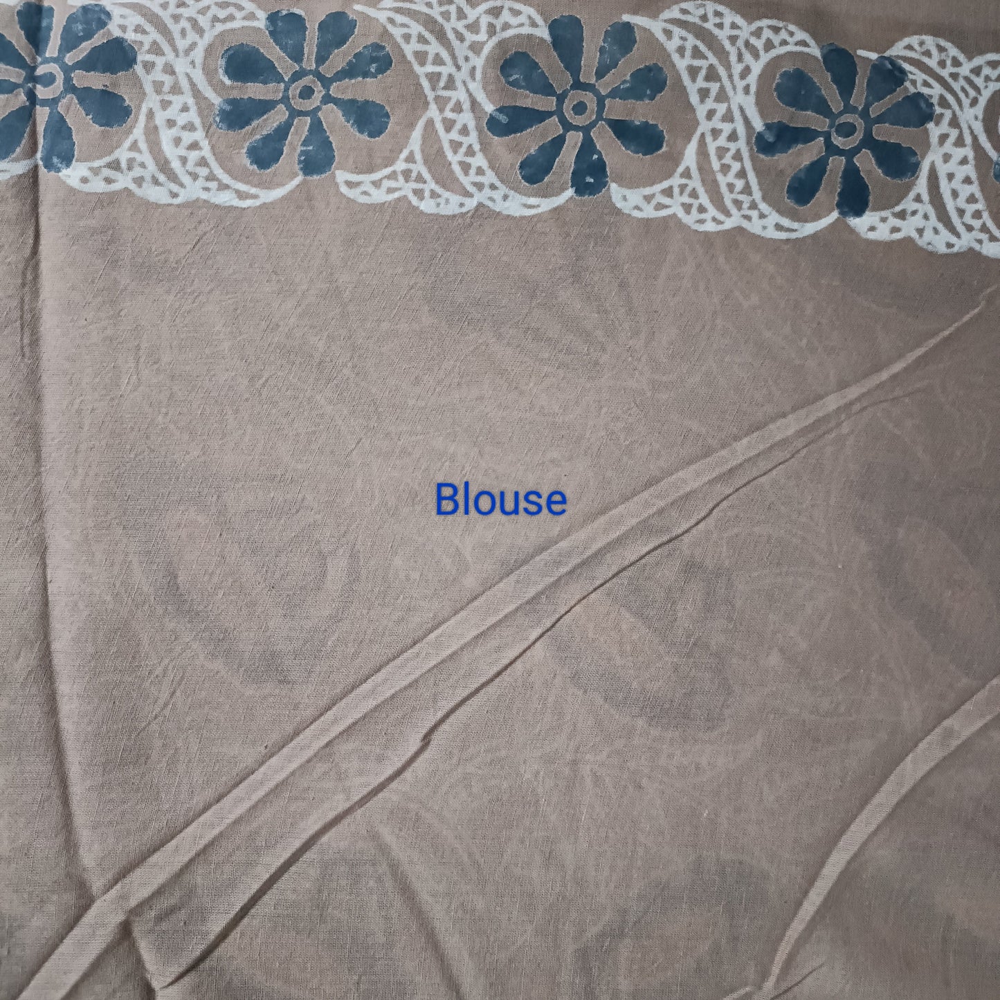 Splashes On The Beach - Handblock Print Natural Dyed - Mulmul Cotton Saree