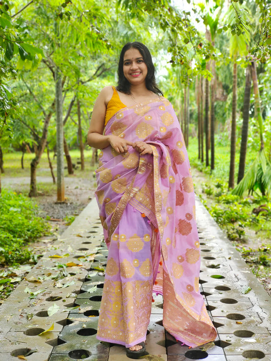 Khorika Lavender Mekhela Chador