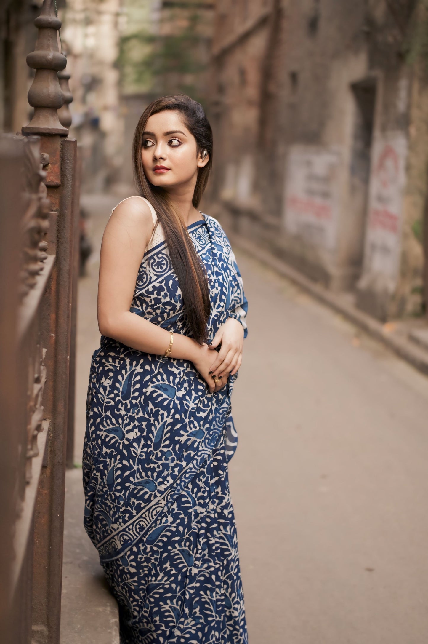 Indigo Bliss - Indigo Blue Collection - Cotton Mulmul Saree