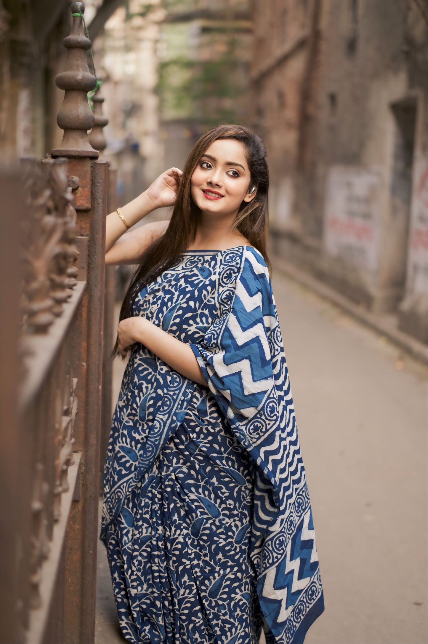 Indigo Bliss - Indigo Blue Collection - Cotton Mulmul Saree