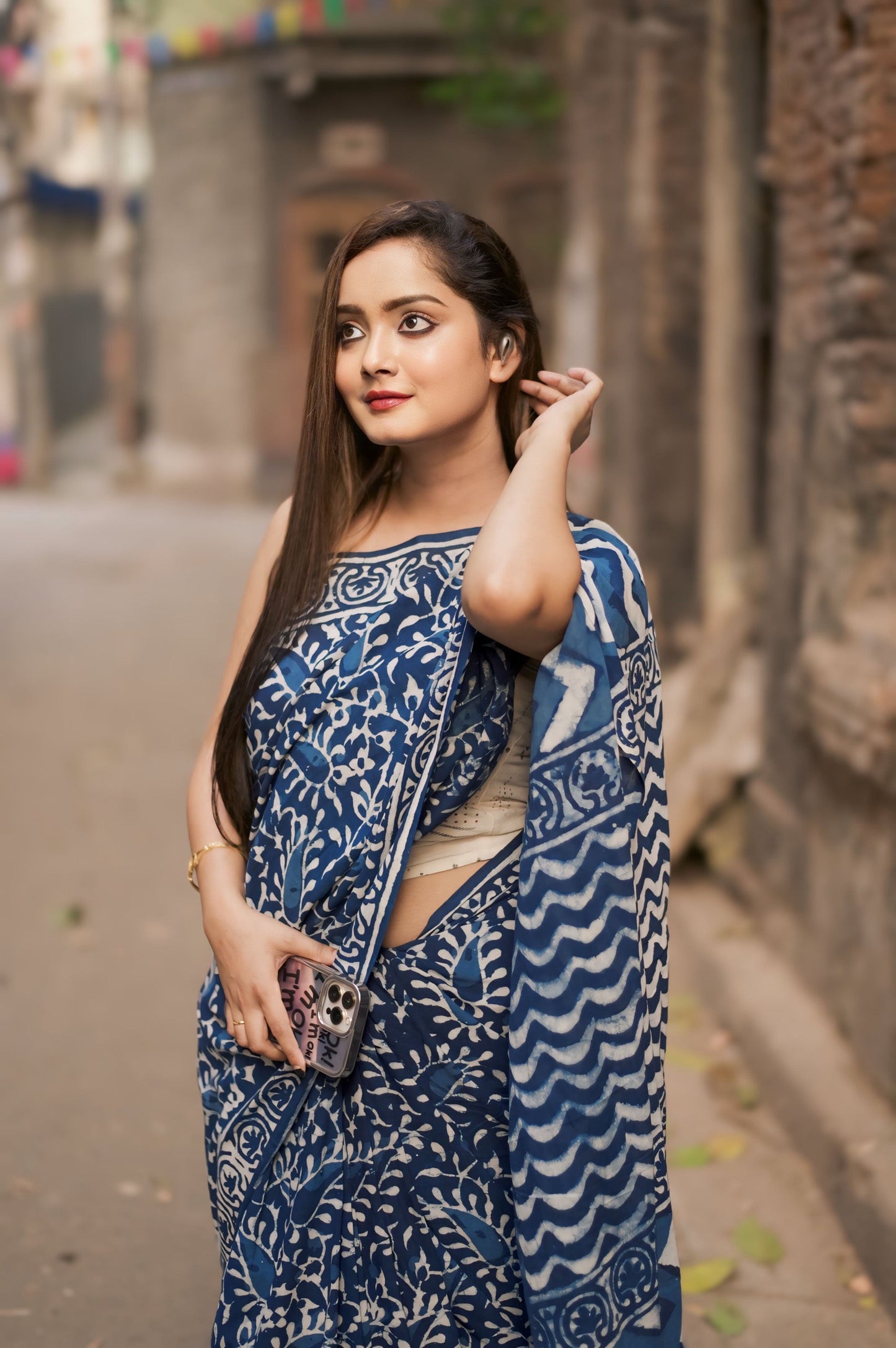 Indigo Bliss - Indigo Blue Collection - Cotton Mulmul Saree