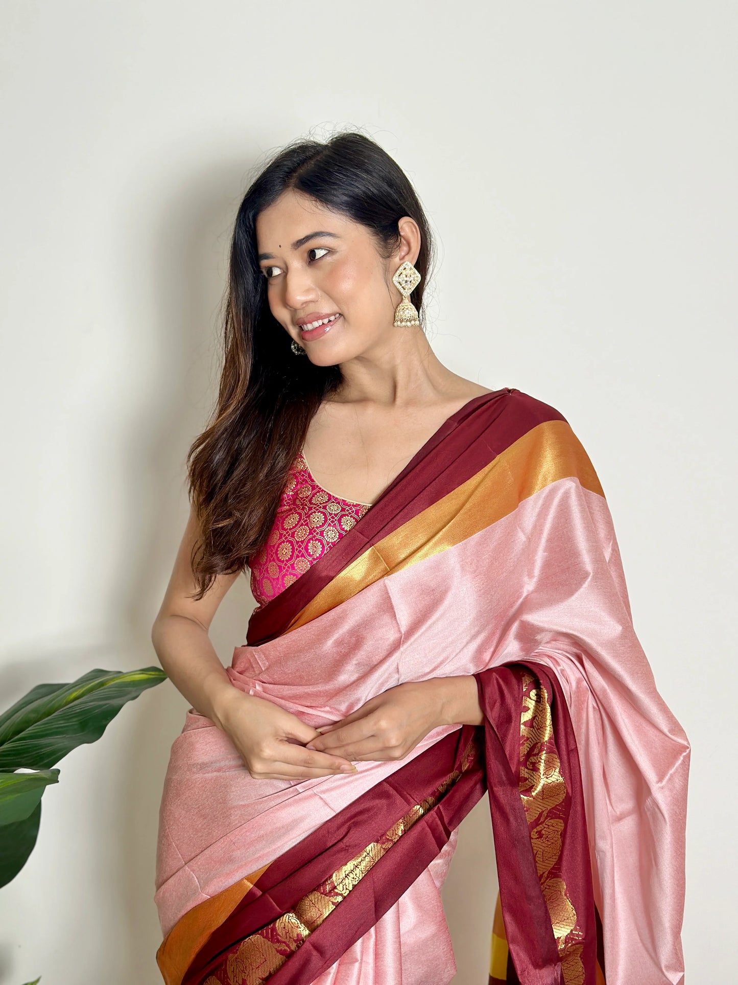 Rose Milk Pink - Handwoven - Silk Saree