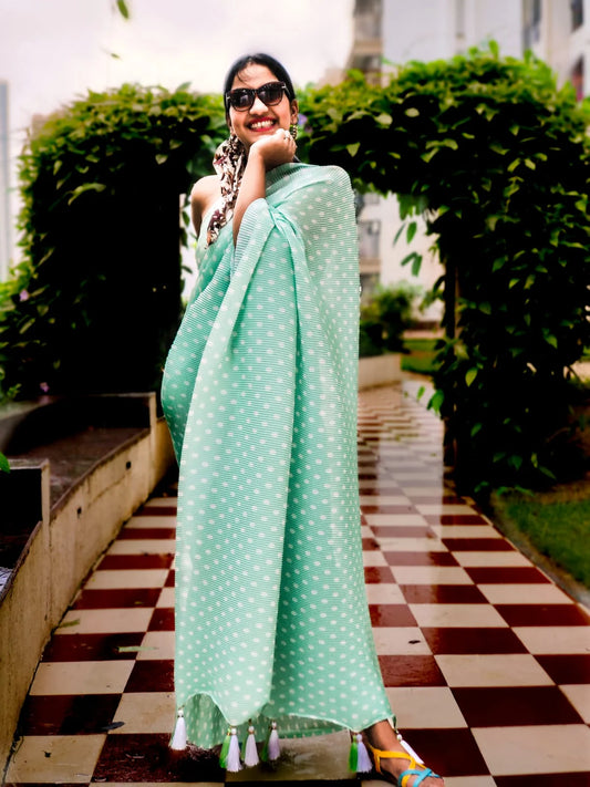 ABHINAYA Green Handloom Saree