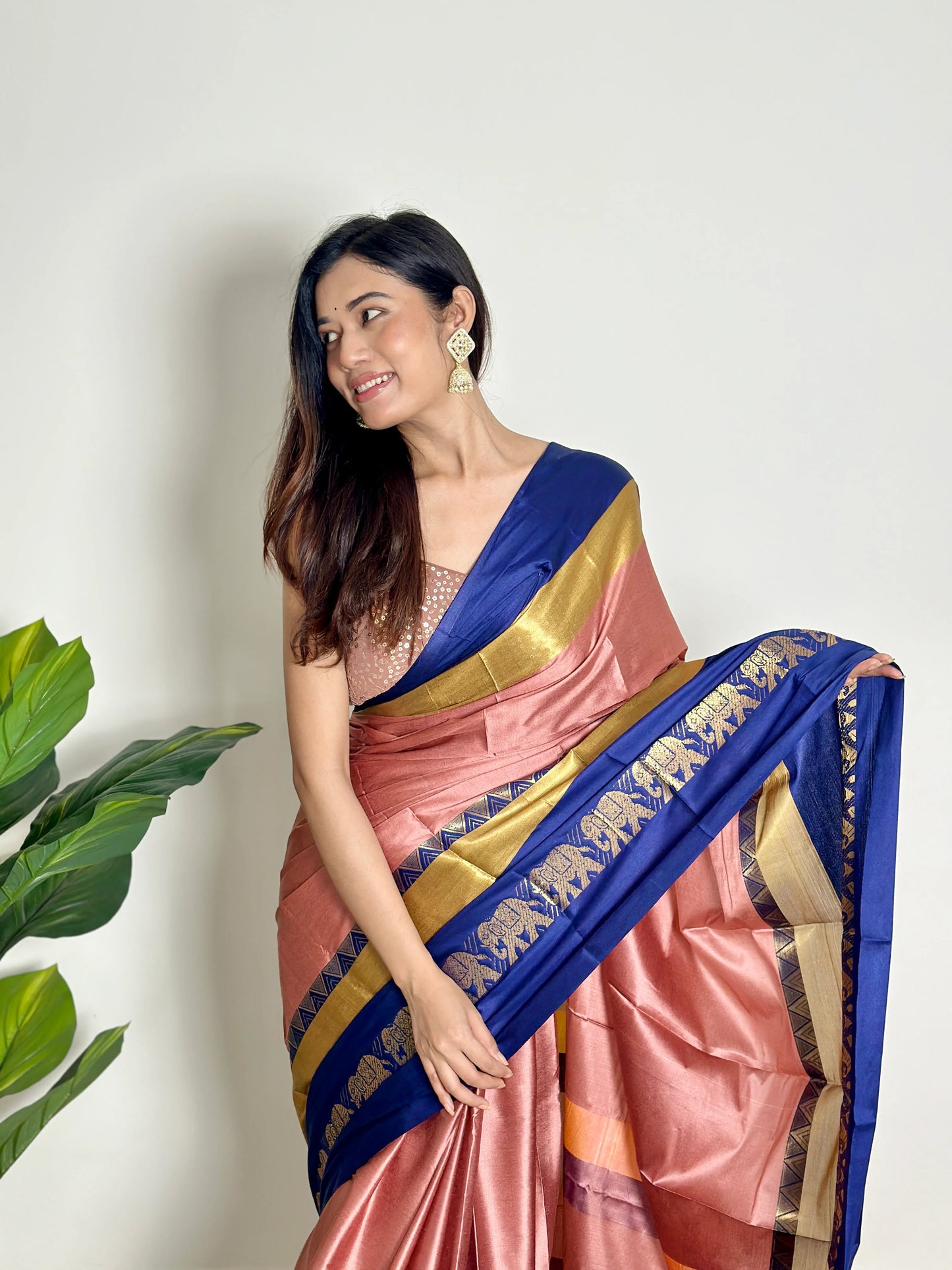 Copper Pink - Handwoven - Silk Saree