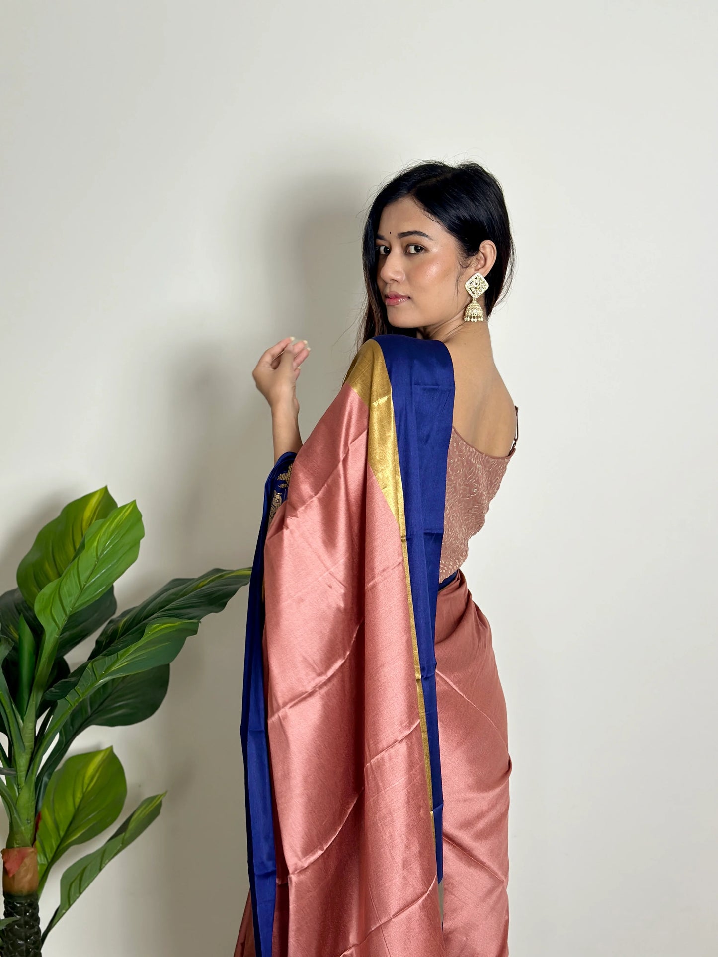 Copper Pink - Handwoven - Silk Saree