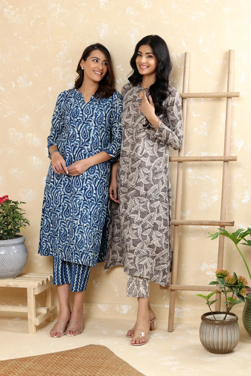 Indigo Blue Pure Cotton Paisley Block Print Kurta Set