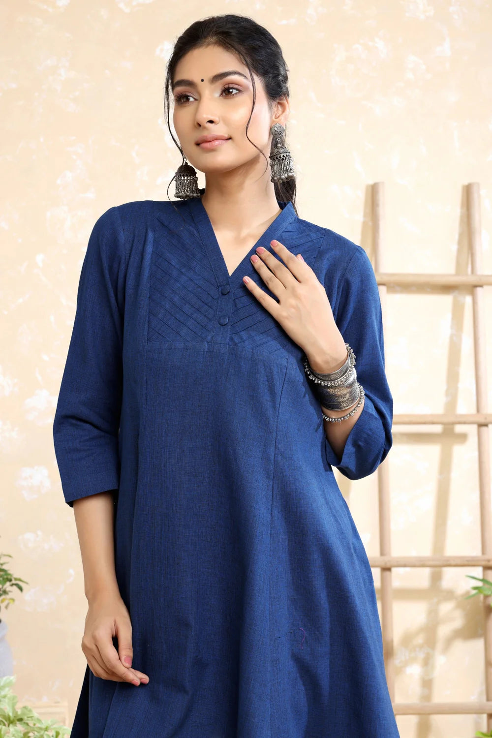 Navy Blue Khadi Co-ord Set