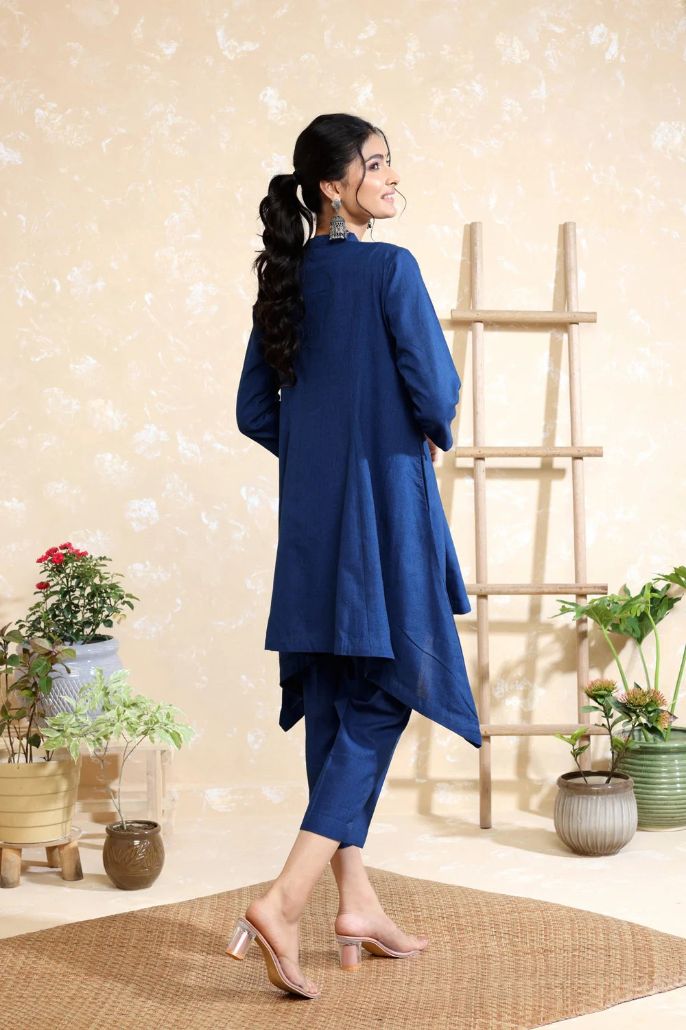 Navy Blue Khadi Co-ord Set