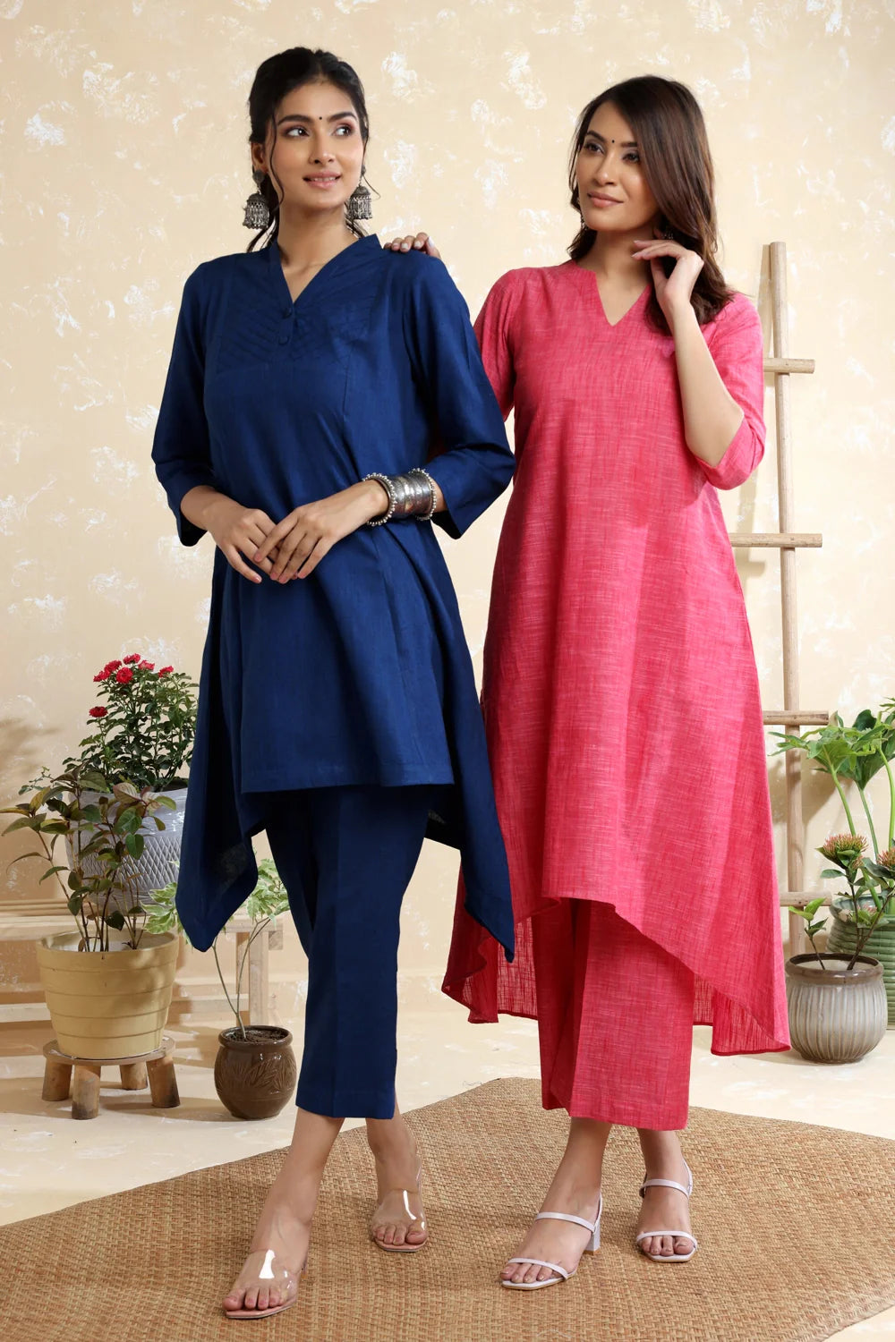 Navy Blue Khadi Co-ord Set