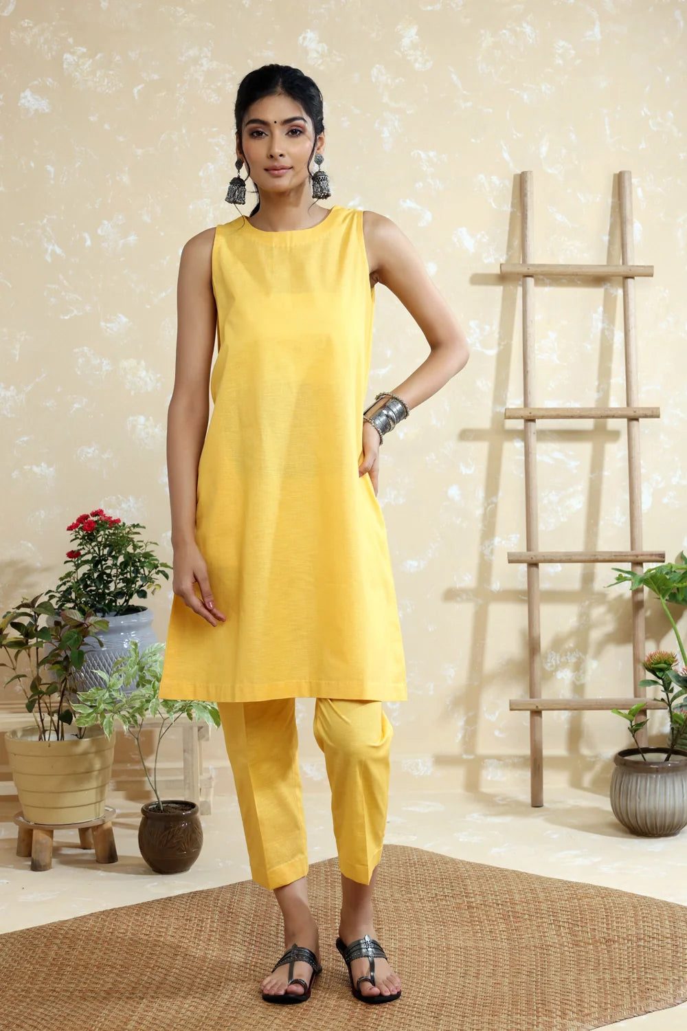 Yellow Cotton Linen Co-ord Set