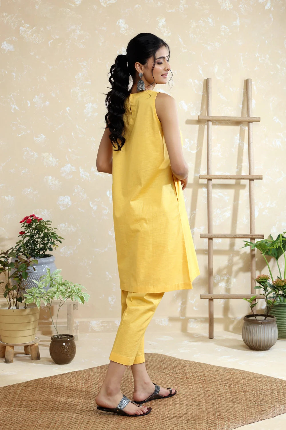 Yellow Cotton Linen Co-ord Set