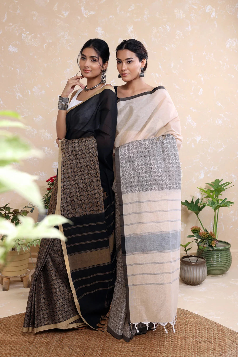 Handloom Oat Brown Pure Cotton Kanchi Saree