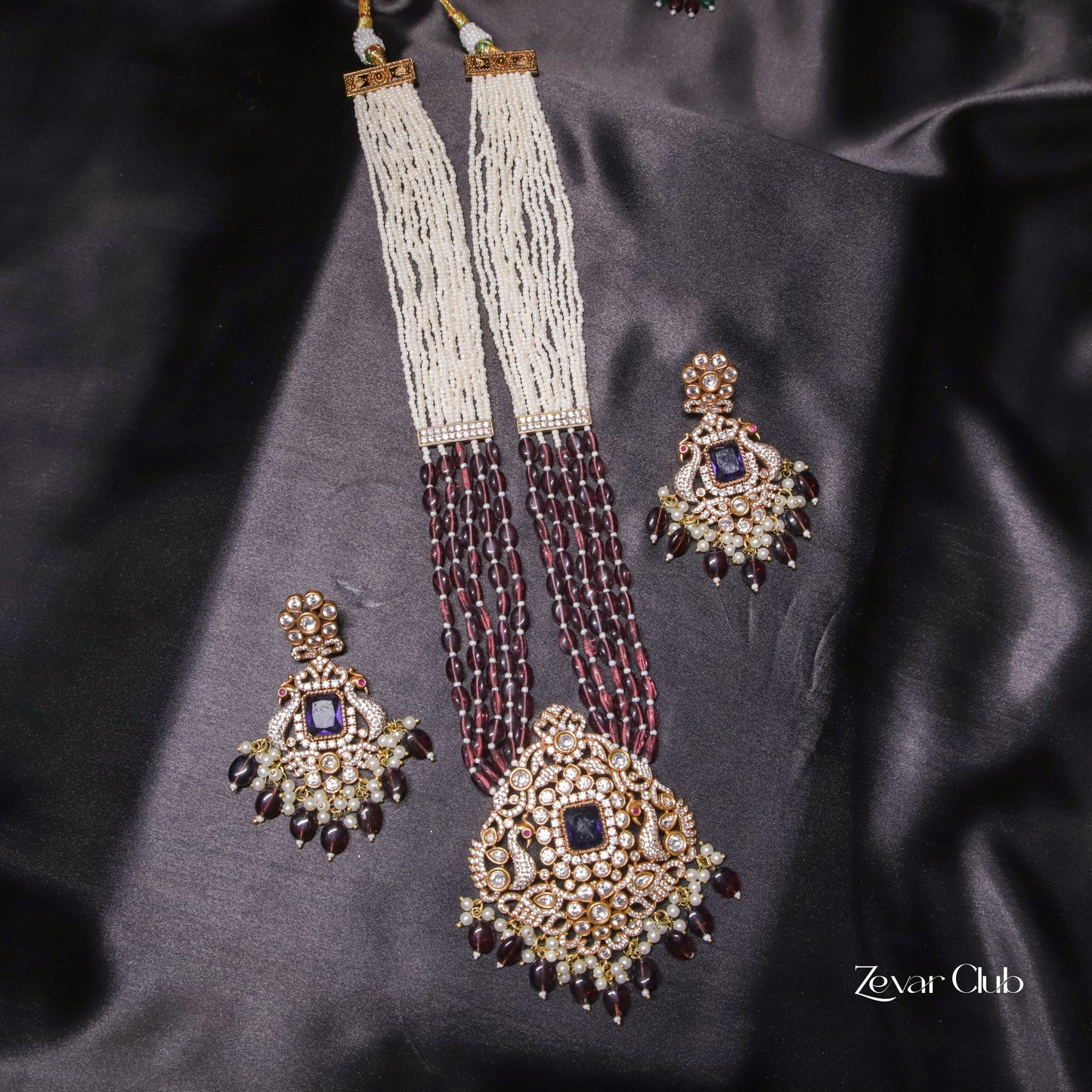 Zevar Club Fine Pearls with Quartz Kundan Victorian Set