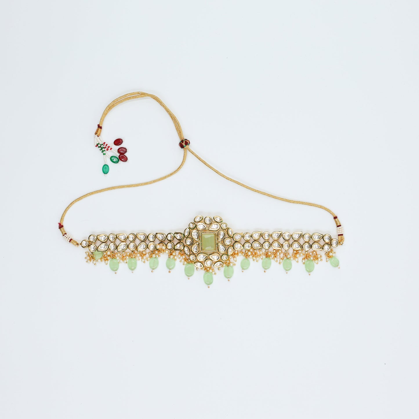 Light Green Choker with Statement Earrings