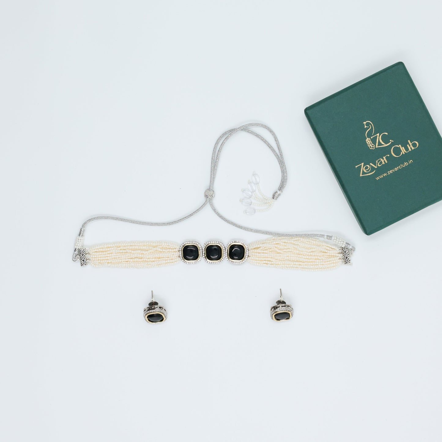 Pearl Choker with Statement Earrings