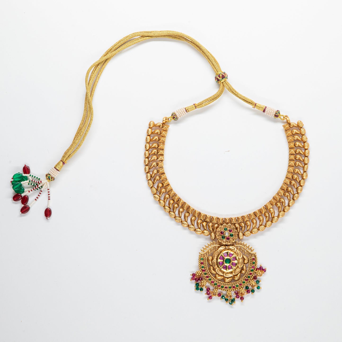 Antique Gold Set with pink-green semi precious stones