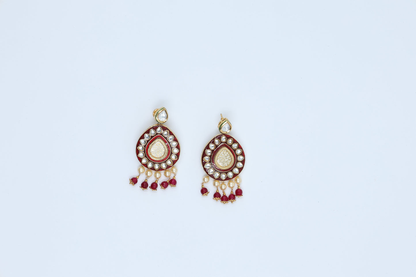 Rosy Red Kundan Pearl Set