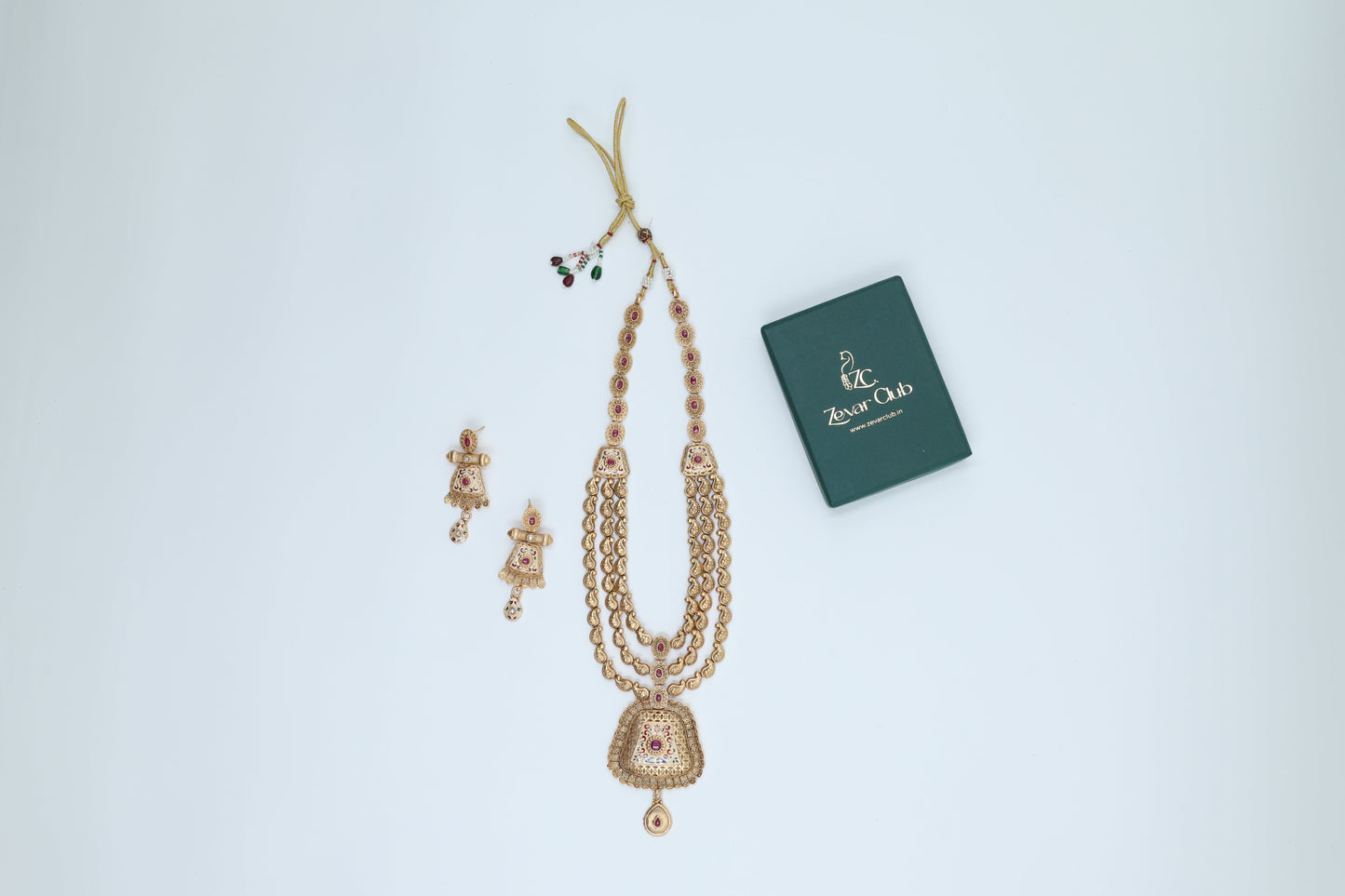 18K Gold Plated Three Layer Meena Set in Pink