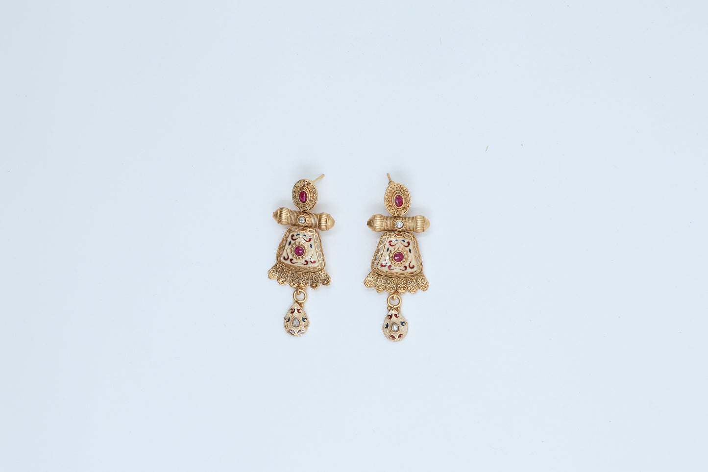 18K Gold Plated Three Layer Meena Set in Pink