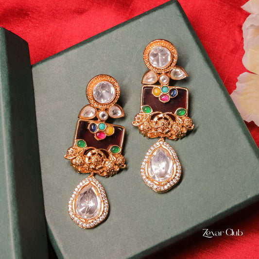 Zevar Club Kundan Navratana Semi Precious Earrings