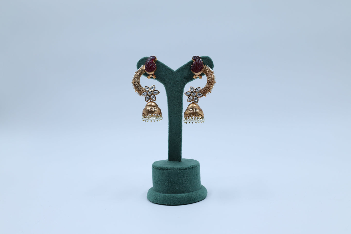 Designer Statement Golden Kundan Pearl Earrings