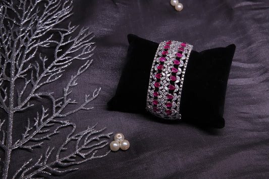 Silver Pink Handwork Diamond Bracelet