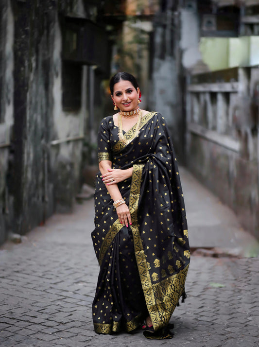 Tapasya Black Silk Handloom saree